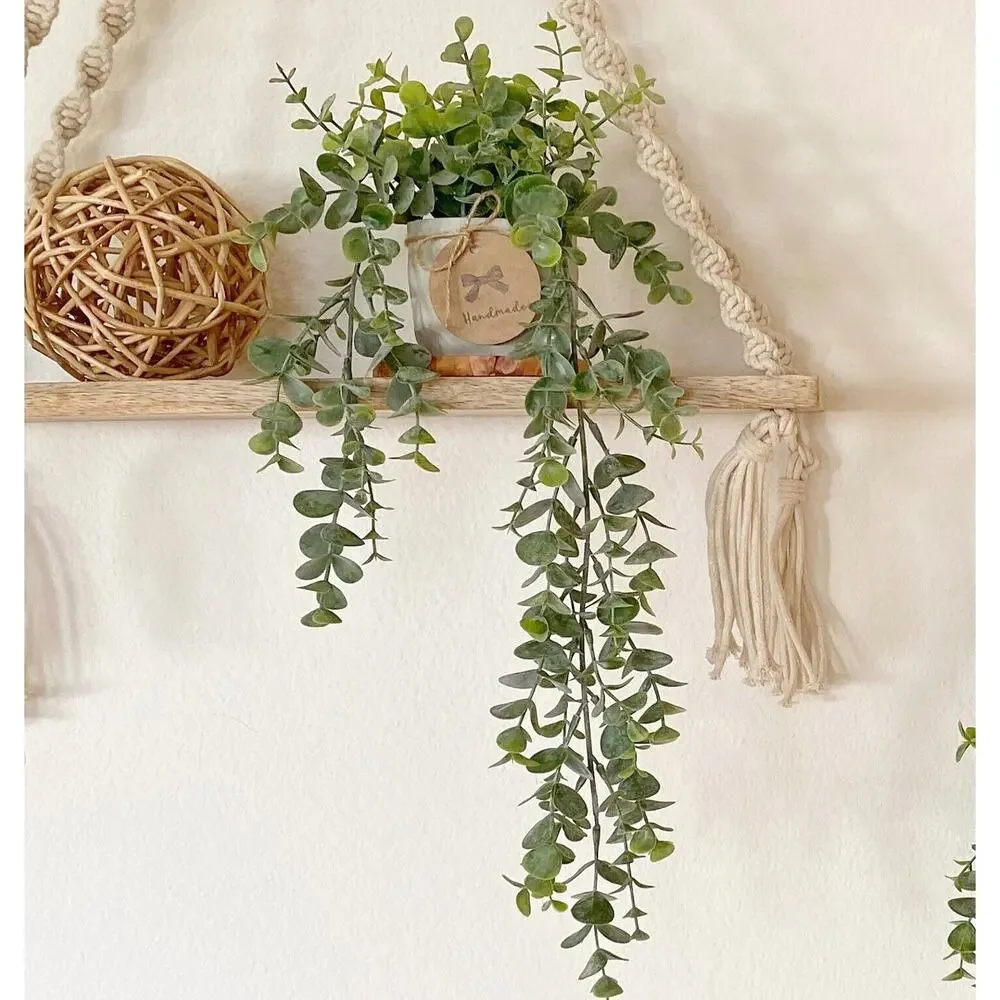 2x Hanging Faux Eucalyptus Plant in Handmade Concrete Pot - Picture 5 of 8